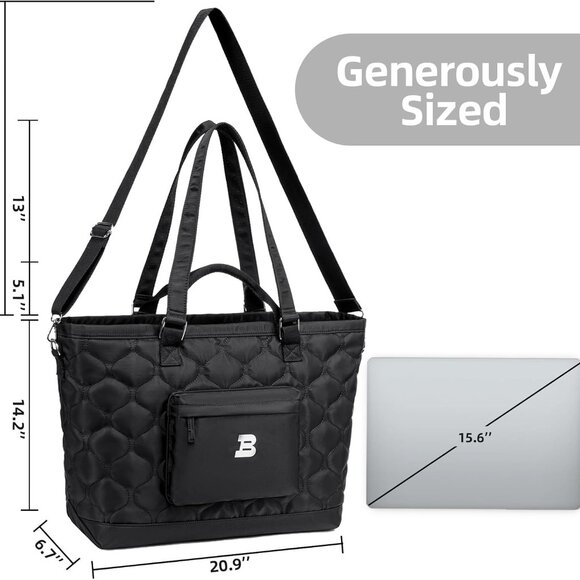 Luxurious Extra Large Black Travel Tote for Women - Stylish Versatile Design - Picture 3 of 9